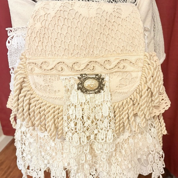 Antique Lace Layered Shabby Chic Bag Ruffle Purse Crossbody Shoulder Adj Strap - Picture 8 of 12